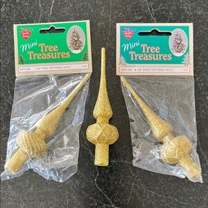 Vintage Mini Tree Christmas Finial Decor Lot 3 Nicole Gold Treasures 4.5 inches